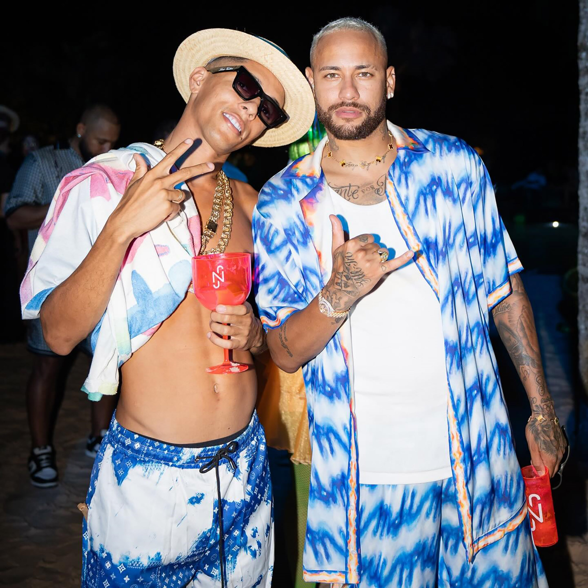 Picture shows Neymar and influencer Buzeira, undated. The influencer said he lost a fortune during a poker game at Neymar's. Note: Private photo taken from social media. (@buzeira_oficial/Newsflash/NX)